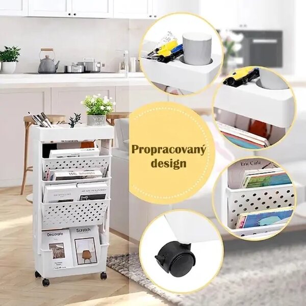 Bookcart™ Pětiúrovňová Pojízdná Knihovna