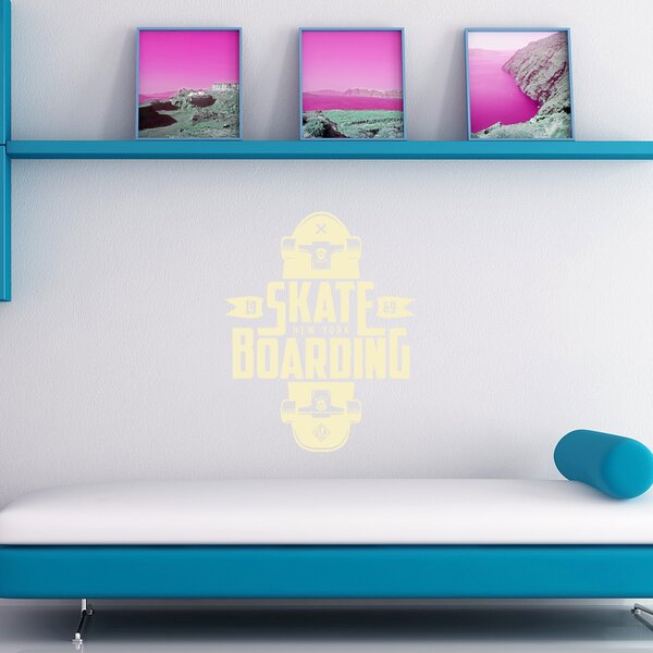 Živá Zeď Samolepka Skateboarding Barva: černá