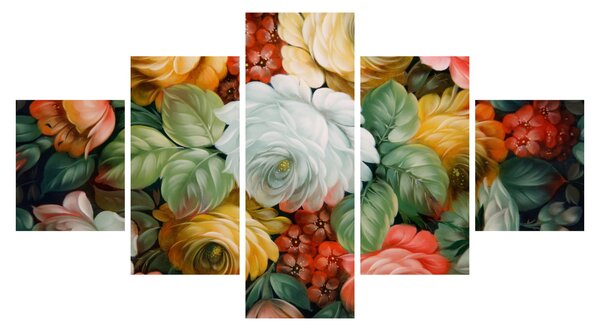 Obraz malované kytice květin (125x70 cm)