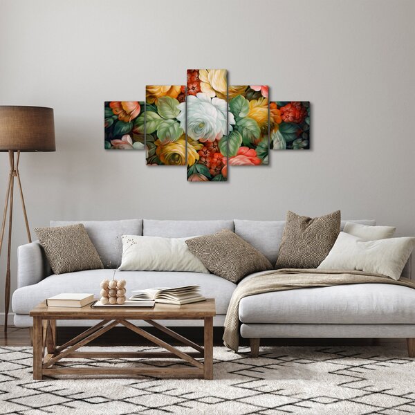 Obraz malované kytice květin (125x70 cm)