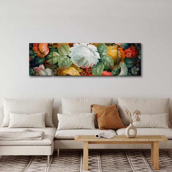 Obraz malované kytice květin (170x50 cm)