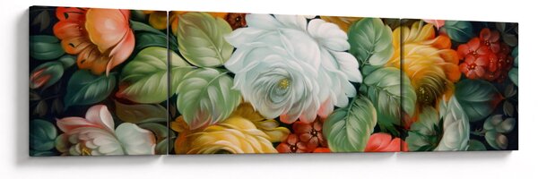 Obraz malované kytice květin (170x50 cm)