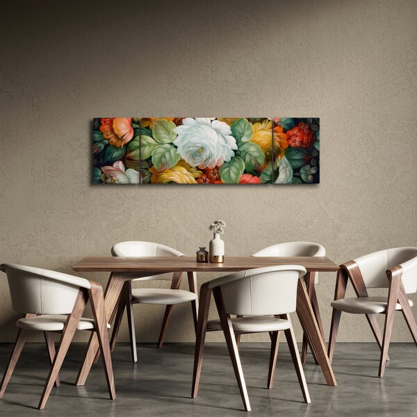 Obraz malované kytice květin (170x50 cm)