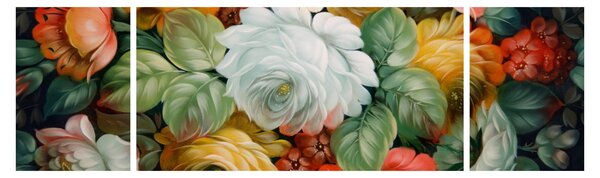 Obraz malované kytice květin (170x50 cm)