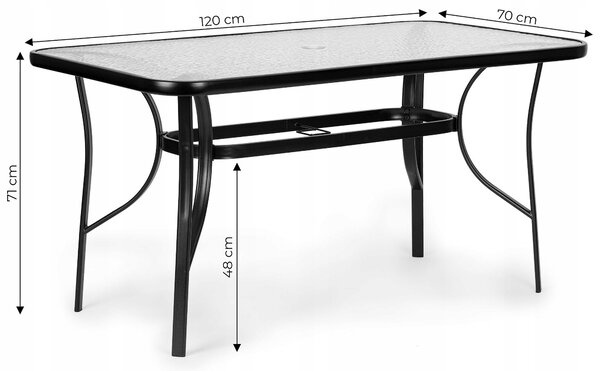 Stůl MultiGarden kovový obdélníkový 120 x 70 x 71 cm