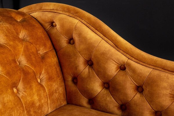 Designová lenoška Chesterfield hořčičný samet