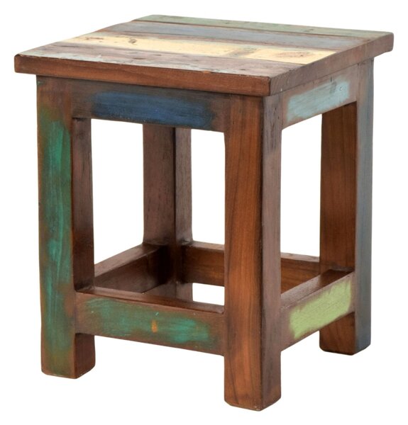 Stolička z antik teakového dřeva, "GOA" styl, 25x25x30cm (AD)