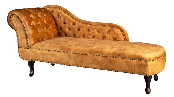Designová lenoška Chesterfield hořčičný samet