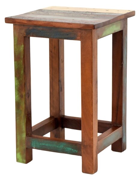 Stolička v "Goa" stylu, starý teak, 30x30x45cm (AE)