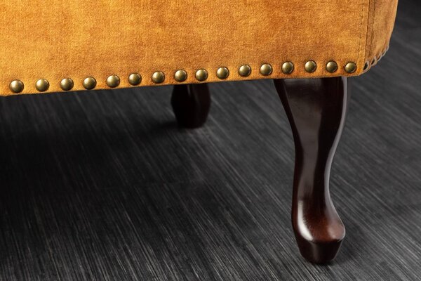Designová lenoška Chesterfield hořčičný samet