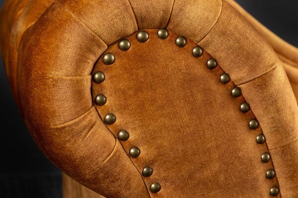 Designová lenoška Chesterfield hořčičný samet