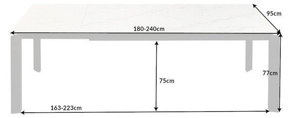 Roztahovací jídelní stůl Narissara X7 180-240 cm bílý - vzor mramor
