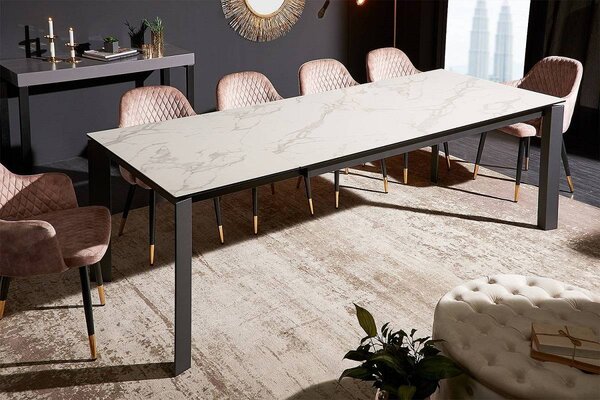 Roztahovací jídelní stůl Narissara X7 180-240 cm bílý - vzor mramor