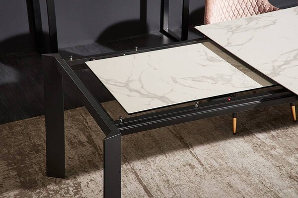 Roztahovací jídelní stůl Narissara X7 180-240 cm bílý - vzor mramor