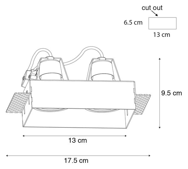 Sada 6 vestavných bodových svítidel bílých GU10 50 mm 2-světlo bez rámečku - Oneon