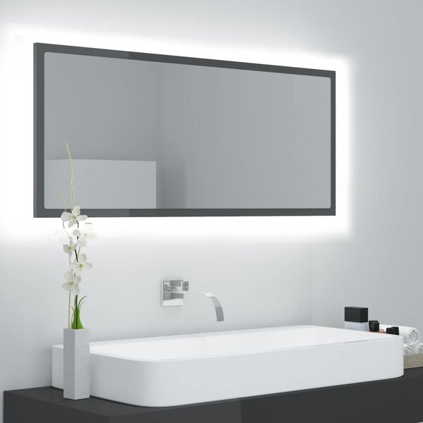 LED koupelnové zrcadlo šedé vysoký lesk 100x8,5x37 cm akrylové