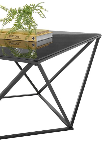 KONFERENČNÍ STOLEK, černá, kov, sklo, 80/80/45 cm Boxxx - Konferenční stolky, Online Only