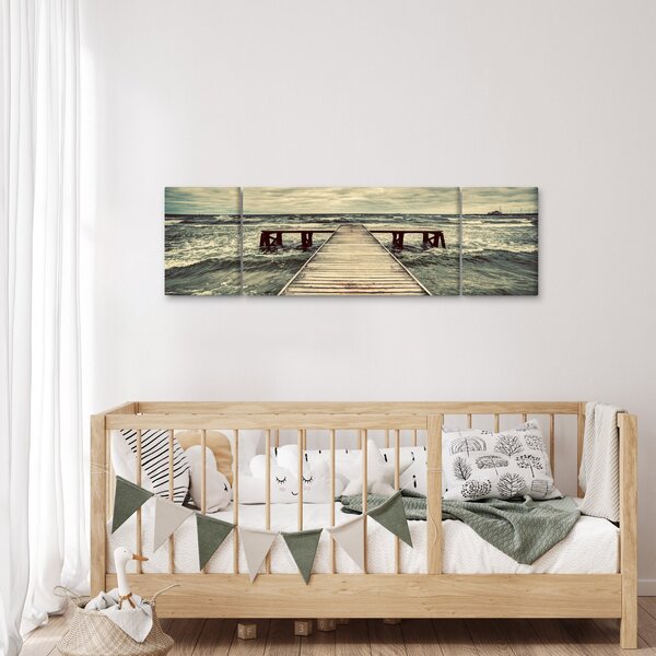 Obraz dřevěného mola na moři (170x50 cm)
