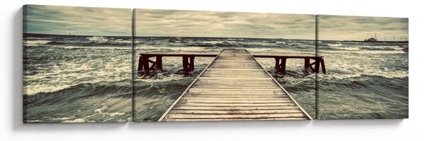 Obraz dřevěného mola na moři (170x50 cm)