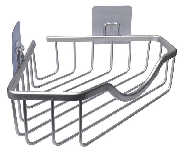 Hliníková koupelnová polička bez vrtání/rohová v leskle stříbrné barvě Filaire Aluminium – douceur d'intérieur
