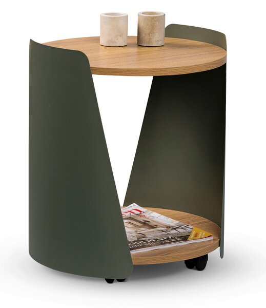 KONFERENČNÍ STOLEK, zelená, barvy dubu, kov, kompozitní dřevo, 40/40/48 cm Xora - Konferenční stolky, Online Only