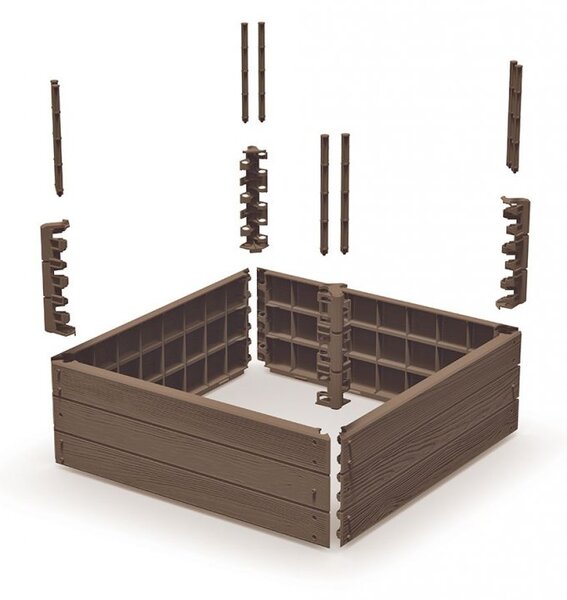 PROSPERPLAST Vyvýšený záhon BASE WOODY rustikální cihlový 75,6cm