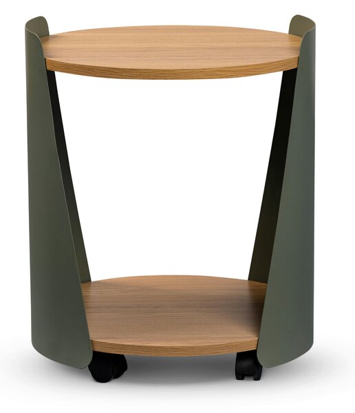 KONFERENČNÍ STOLEK, zelená, barvy dubu, kov, kompozitní dřevo, 40/40/48 cm Xora - Konferenční stolky, Online Only