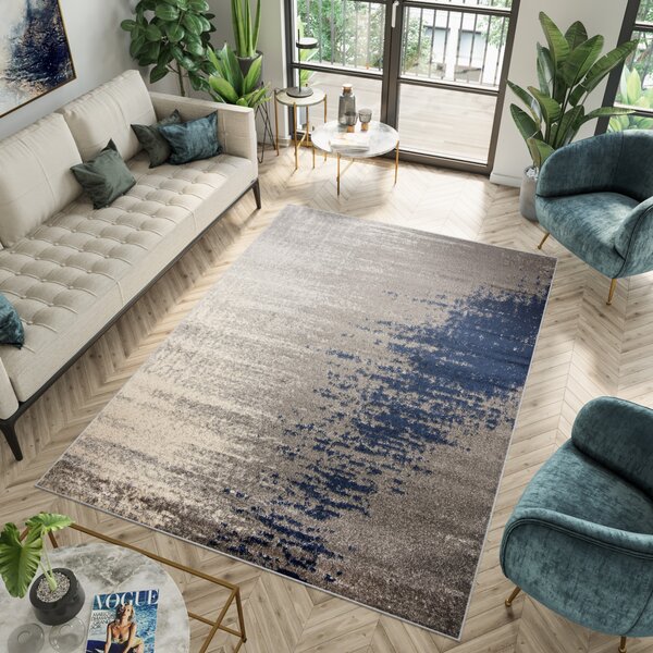 Makro Abra Moderní kusový koberec SPRING H170A Tmavě šedý modrý Rozměr: 80x150 cm