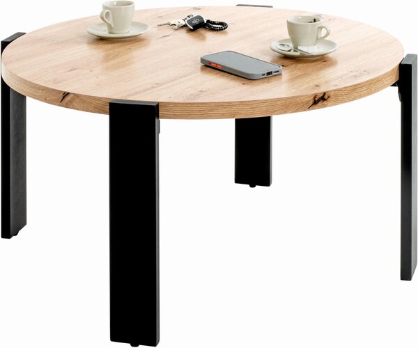 KONFERENČNÍ STOLEK, barvy dubu, kov, kompozitní dřevo, 75/75/42 cm - Konferenční stolky, Online Only