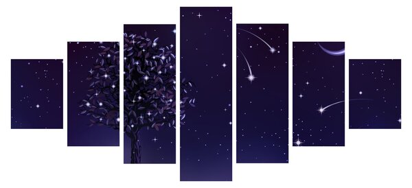 Obraz - Noc zachycená ilustrací (210x100 cm)