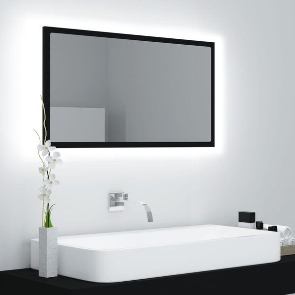 LED koupelnové zrcadlo černé 80 x 8,5 x 37 cm akrylové