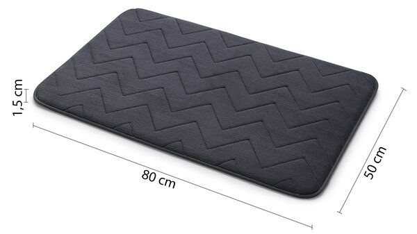 Gedy Gedy, MOUSSE koupelnová předložka, 50x80 cm, 100% polyester, protiskluz, antracit, 96MS508085
