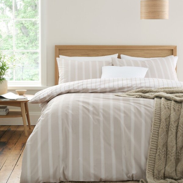 Béžové bavlněné povlečení na jednolůžko 135x200 cm Ashford Stripe – Bianca
