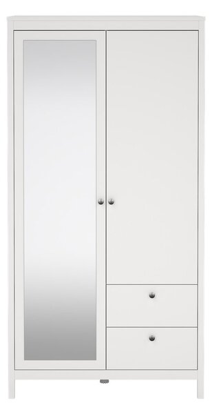 Bílá šatní skříň se zrcadlem 102x199x58 cm Madrid – Tvilum