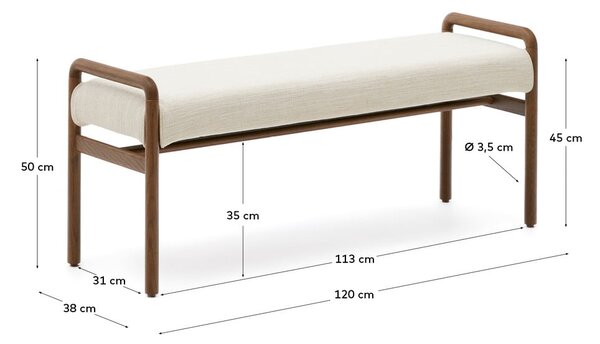 Krémová/v přírodní barvě žinylková lavice Macaret – Kave Home