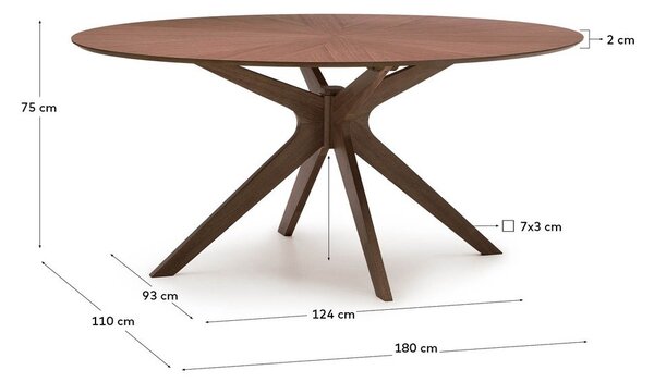 Jídelní stůl s deskou v dekoru ořechového dřeva 110x180 cm Naanim – Kave Home