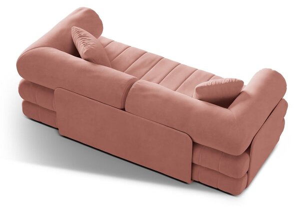 Růžová sametová rozkládací pohovka 206 cm Kemi – Cosmopolitan Design