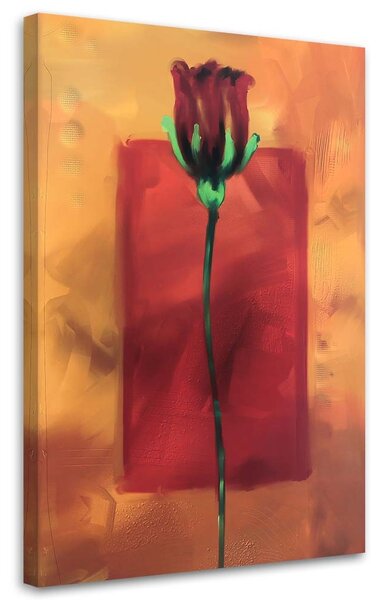 Obraz Červená růže jako ručně malované Velikost: 40 x 60 cm, Provedení: Obraz na plátně
