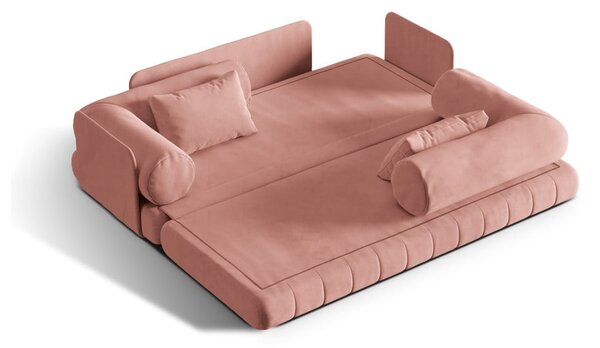 Růžová sametová rozkládací pohovka 206 cm Kemi – Cosmopolitan Design