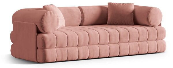 Růžová sametová rozkládací pohovka 206 cm Kemi – Cosmopolitan Design