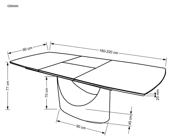 Rozkládací jídelní stůl 160-220 cm Onia (mramor bílý + černá) (pro 6 8 osob)
