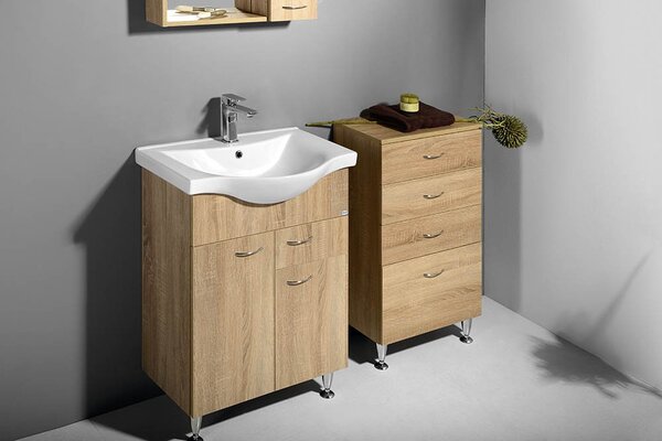 Aqualine Aqualine, ZOJA/KERAMIA FRESH skříňka vysoká 35x184x29cm, dub platin, 51222