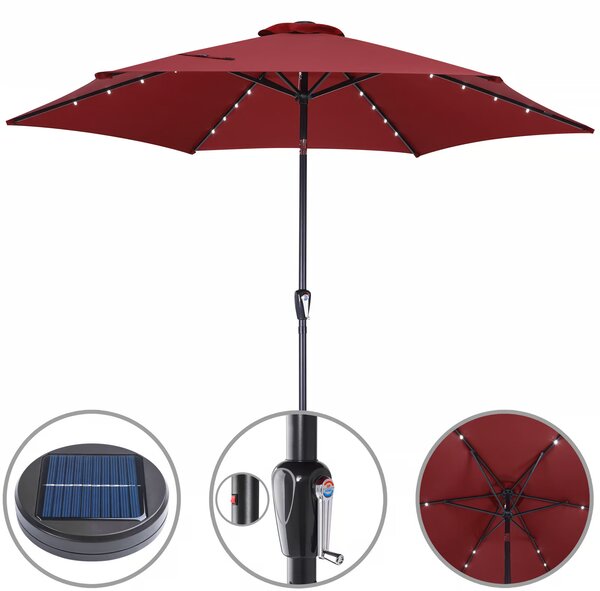 Deuba LED slunečník Miami Ø270 cm - červený
