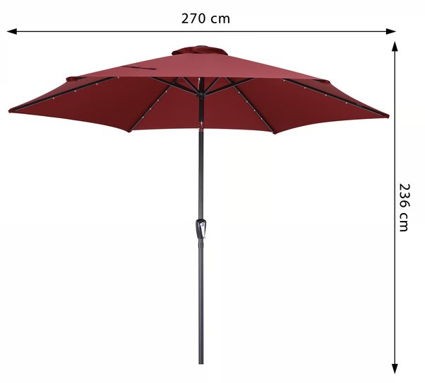 Deuba LED slunečník Miami Ø270 cm - červený