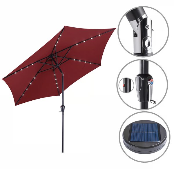 Deuba LED slunečník Miami Ø270 cm - červený