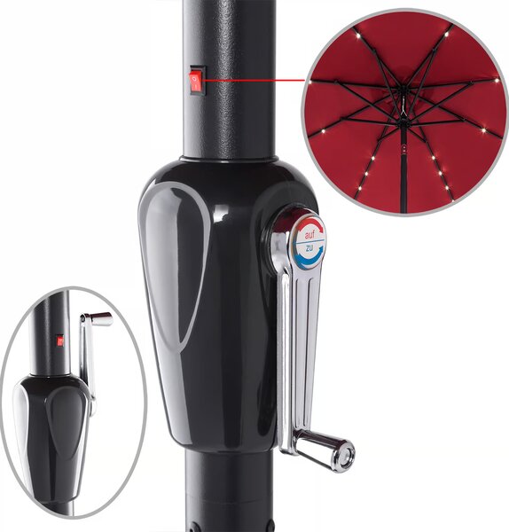 Deuba LED slunečník Miami Ø270 cm - červený