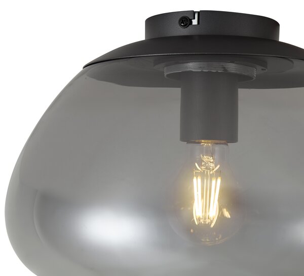 Designové stropní svítidlo kovově šedé s kouřovým sklem - Giselle