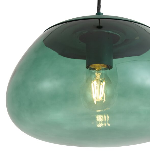Retro zelená závěsná lampa se zeleným sklem - Giselle