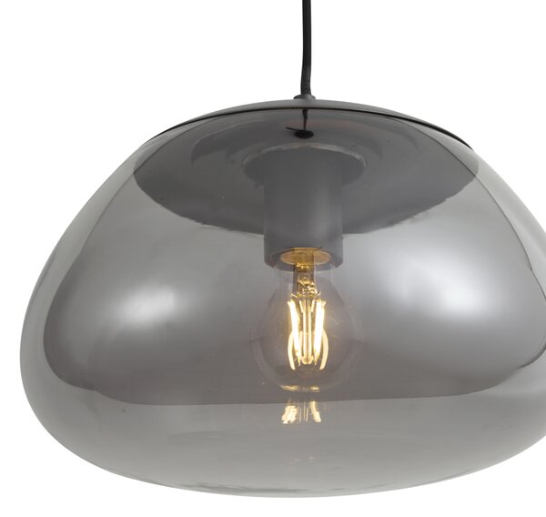 Retro závěsná lampa antracitová s kouřovým sklem - Giselle