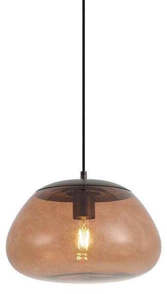 Retro závěsná lampa hnědá s hnědým sklem - Giselle